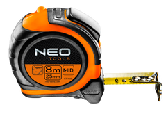 Рулетка NEO, стальная лента 8 м x 25 мм, магнит, двусторонняя печать (67-198)