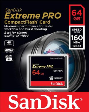 Карта памяти SanDisk 64GB CF Extreme Pro R160/W150MB/s (SDCFXPS-064G-X46)