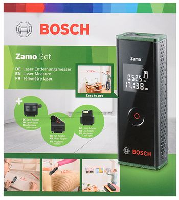 Далекомір лазерний Bosch Zamo SET ± 3 мм, 0.15-20 м, + 3 адаптери (0.603.672.701)