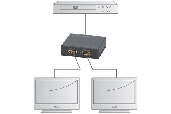 Відеосплітер DIGITUS HDMI (INx1 — OUTx2), 4K, black (DS-46304)