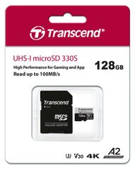 Карта памяти Transcend microSD 128GB C10 UHS-I U3 A2 R100/W85MB/s + SD (TS128GUSD330S)