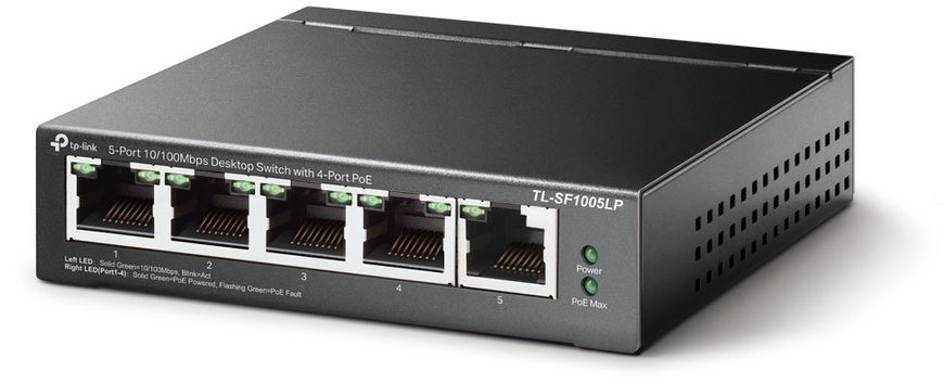 Коммутатор TP-LINK TL-SF1005LP 5x1FE/4xPoE 41W неуправляемый 250м (TL-SF1005LP)