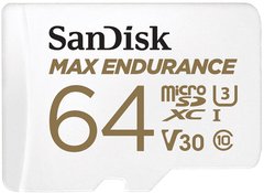 Карта пам'яті SanDisk 64GB microSDXC C10 UHS-I U3 V30 R100/W40MB/s Max Endurance (SDSQQVR-064G-GN6IA)