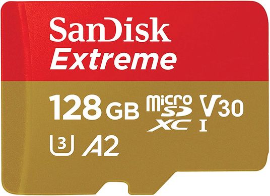 Карта памяти SanDisk 128GB microSDXC C10 UHS-I U3 R160/W60MB/s Extreme V30 (SDSQXA1-128G-GN6MN)