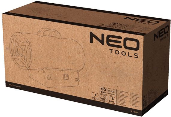 Теплова гармата газова Neo Tools 50 кВт 500 м кв. 1000 м куб./год чорний (90-085)