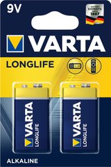 Батарейка VARTA LONGLIFE 6LR61 BLI 2 ALKALINE (04122101412)