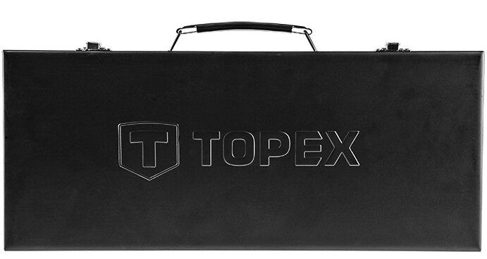 Набір торцевих ключів TOPEX, 25 шт., 1/2", металевий кейс (38D850)