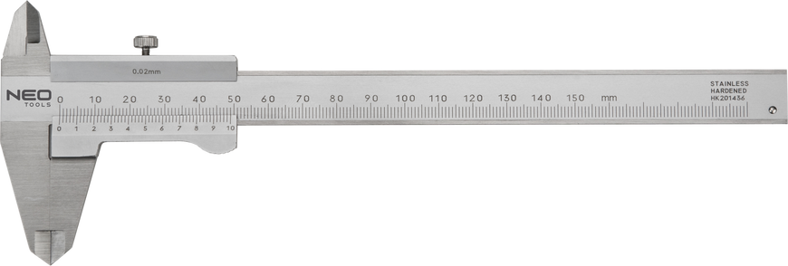 Штангенциркуль NEO із сертифікатом DIN, 150 мм, неірж. сталь (75-001)