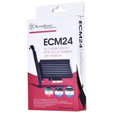 Плата-адаптер PCIe x4 для SSD m.2 NVMe 2230, 2242, 2260, 2280 Heatsink (SST-ECM24)