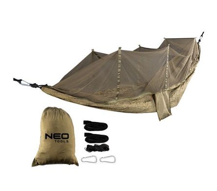 Гамак Neo Tools з москітною сіткою матеріал нейлон 210T до 200 кг 330x140 см шнура сумка для перенесення (63-123)