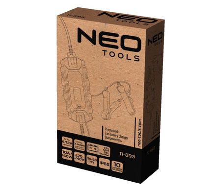 Зарядний пристрій Neo Tools 10 А 160 Вт 3-200 А·год для автомобільних акумуляторів AGM GEL (11-893)
