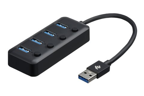 Адаптер 2Е USB-A to 4*USB3.0, Hub with switch, 0.25 м (2E-W1405)