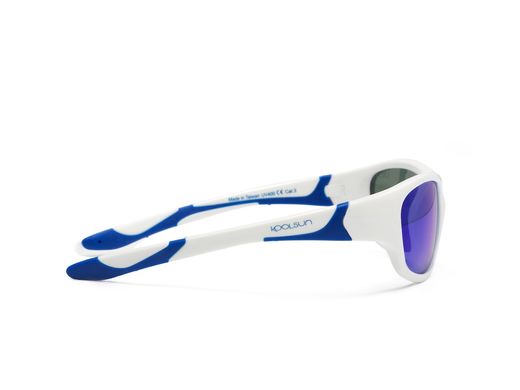 Дитячі сонцезахисні окуляри Koolsun біло-блакитні серії Sport (Розмір: 6+) (KS-SPWHSH006)