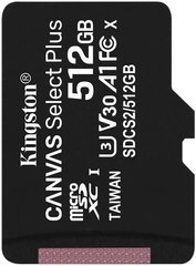Картка пам'яті Kingston microSD 512 GB C10 UHS-I U3 A1 R100/W85MB/s (SDCS2/512GBSP)
