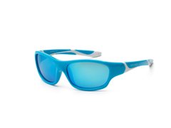 Детские солнцезащитные очки Koolsun бирюзово-белые серии Sport (Размер: 3+) (KS-SPBLSH003)
