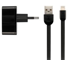 Зарядний пристрій Remax 2.4 A Dual USB Charger + Data Cable for Lightning, black (RP-U215I-BLACK)