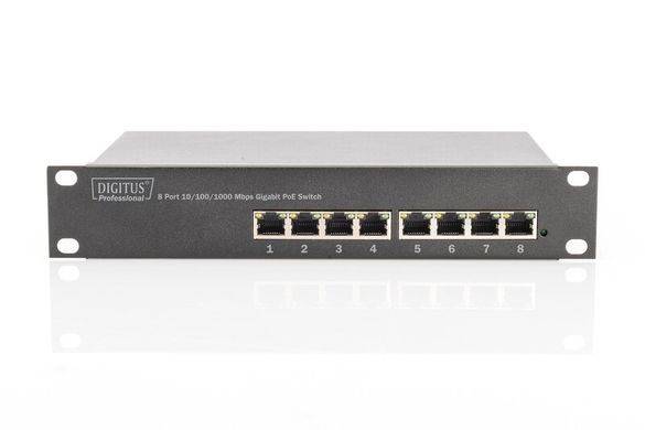 Коммутатор DIGITUS Gigabit Ethernet 8x10/100/1000Mbps RJ45 POE, 10" (DN-95317)