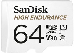Карта пам'яті SanDisk 64GB microSDXC C10 UHS-I U3 V30 R100/W40MB/s High Endurance (SDSQQNR-064G-GN6IA)