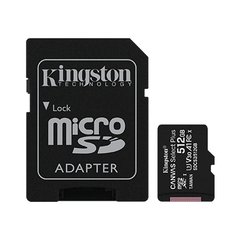 Карта памяти Kingston microSD 512GB C10 UHS-I U3 A1 R100/W85MB/s + SD (SDCS2/512GB)