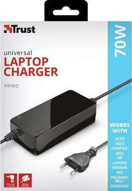 Адаптер живлення Trust Primo 70W-19V Universal Laptop Charger BLACK (22141_TRUST)