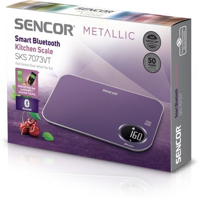 Весы Sencor кухонные 5кг подключение к смарфтону AAAx2 пластик фиолетовый (SKS7073VT)