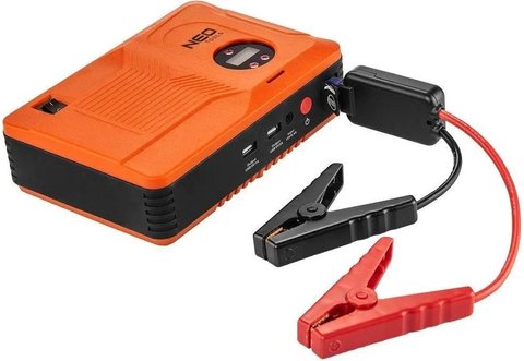 Пусковое устройство портативное аккумуляторное Neo Tools Jumpstarter 12В Power Bank 14000мАч 400А 2хUSB 5В компрессор 3.5бар фонарик LED для автомобилей (11-997)