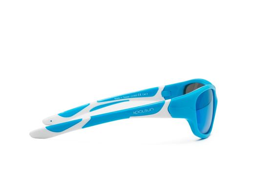 Детские солнцезащитные очки Koolsun бирюзово-белые серии Sport (Размер: 6+) (KS-SPBLSH006)