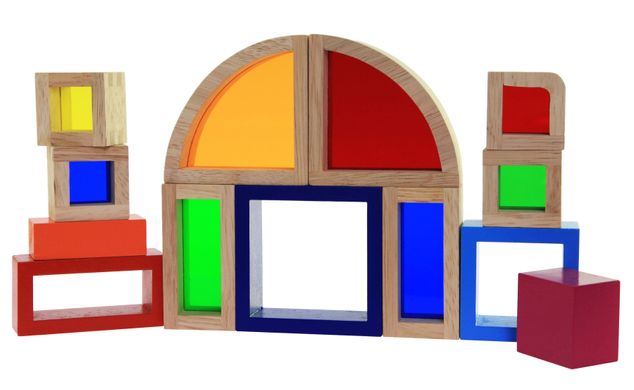 Конструктор деревянный goki Радужные строительные блоки с окнами 58620 (58620)