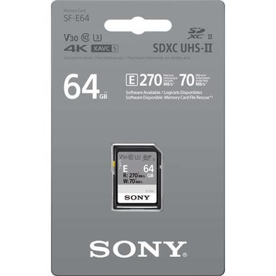 Карта пам'яті Sony SDXC 64GB C10 UHS-II U3 V60 R270/W120MB/s Entry (SFE64.AE)