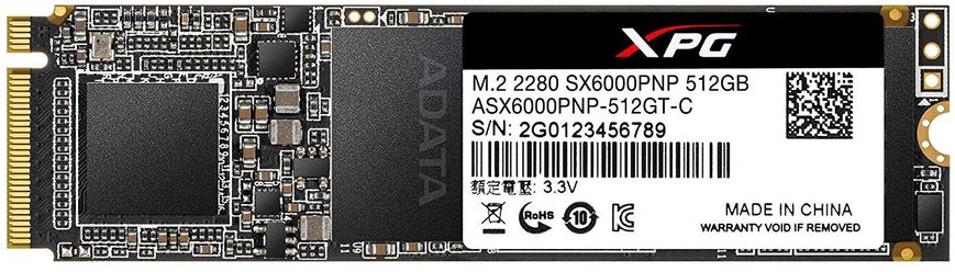 SSD накопичувач ADATA M. 2 NVMe PCIe 3.0 x4 512GB 2280 SX6000Pro (ASX6000PNP-512GT-C)